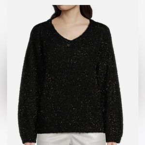 Gibson Latimer Women's Black Glitter Knit V-Neck Sweater NWT XXL